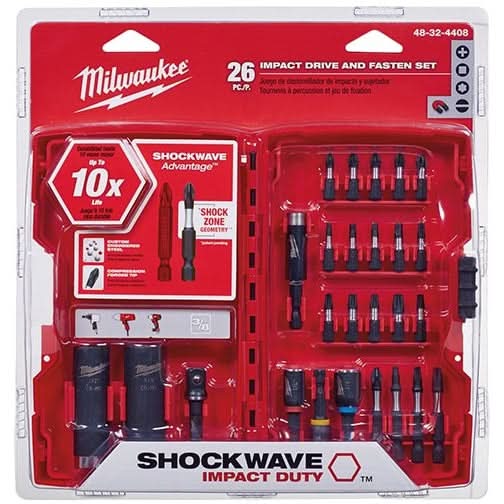 Milwaukee 48-32-4408 SHOCKWAVE Drive AND Fasten Set 26-Piece