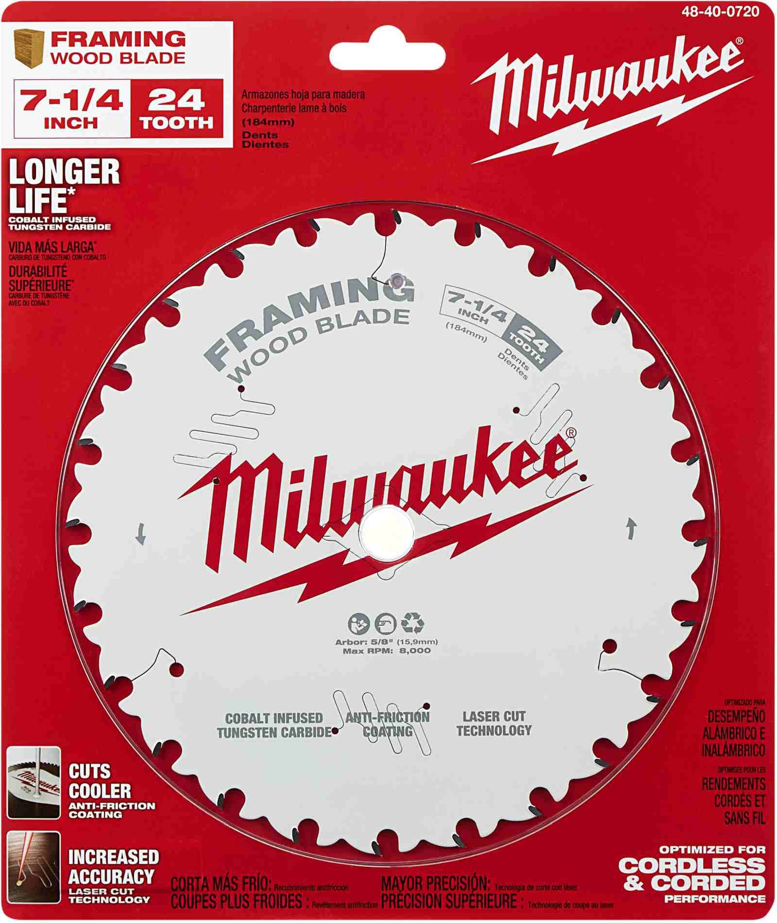 Milwaukee 48-40-0720 7-1/4 in. 24-Tooth Framing Circular Saw Blade (PROMO)
