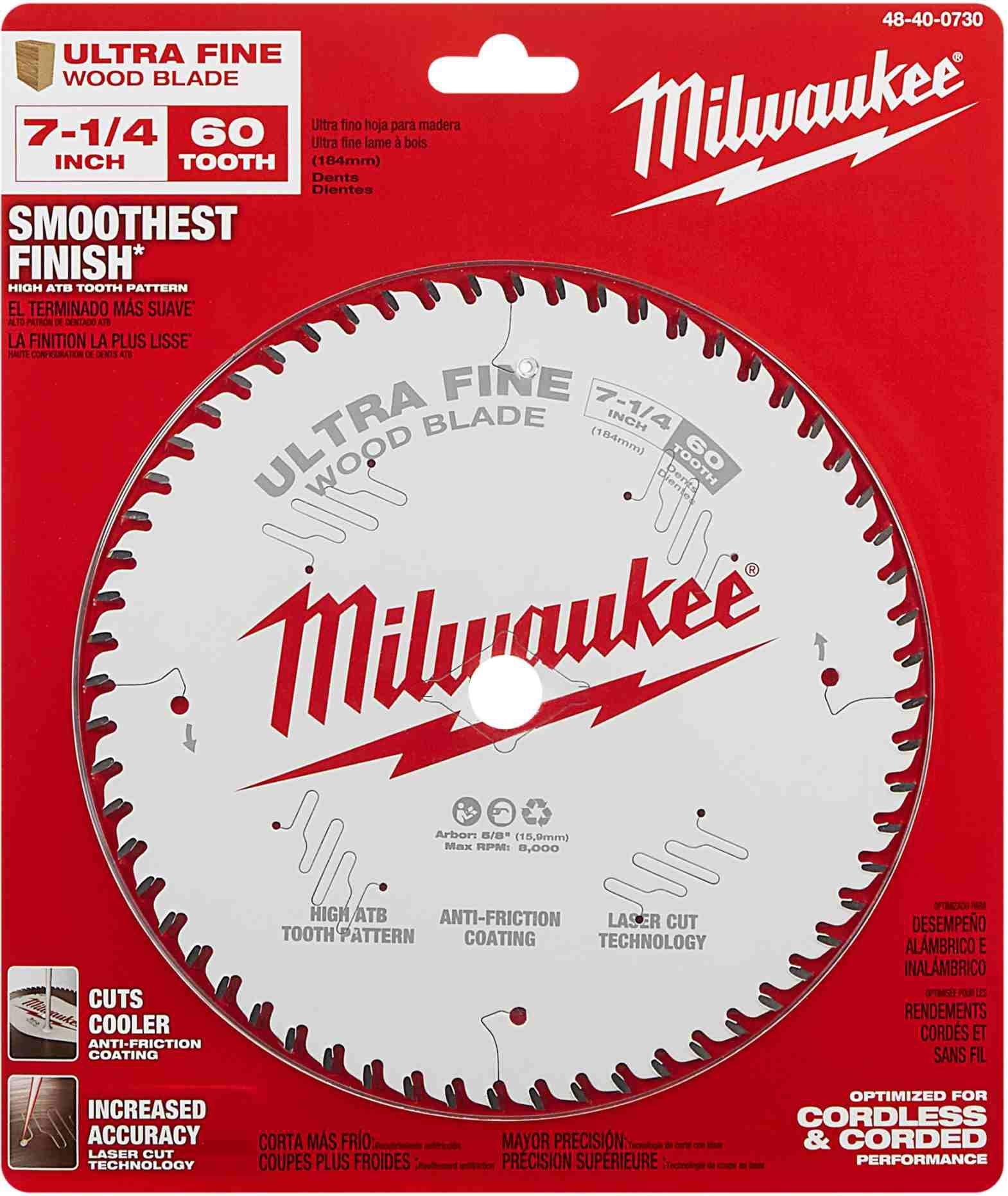 Milwaukee 48-40-0730 7-1/4 in. 60-Tooth Ultra Fine Finish Circular Saw Blade (PROMO)