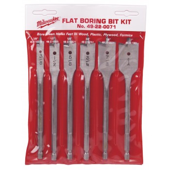 Milwaukee 49-22-0071 6-Piece  6" Universal Flat Boring Bit Set