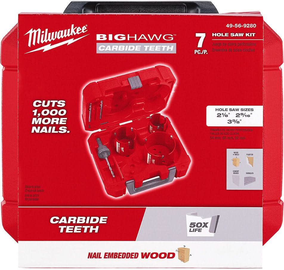 Milwaukee 49-56-9280 7-Piece BIG HAWG with Carbide Teeth Kit (PROMO)