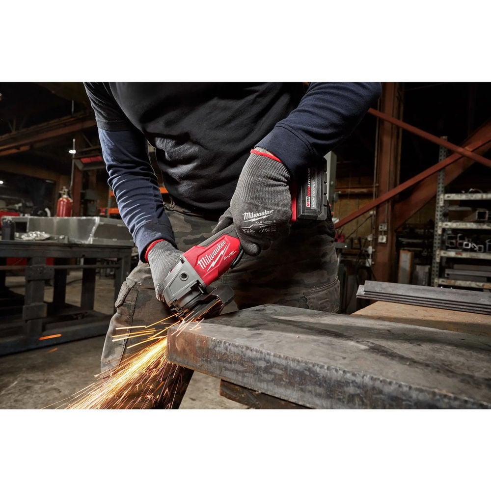 Milwaukee M18 FUEL grinder grinding steel