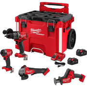 Milwaukee 3697-24PO M18 FUEL 4-Tool PACKOUT Combo Kit with rolling tool box, batteries, and charger