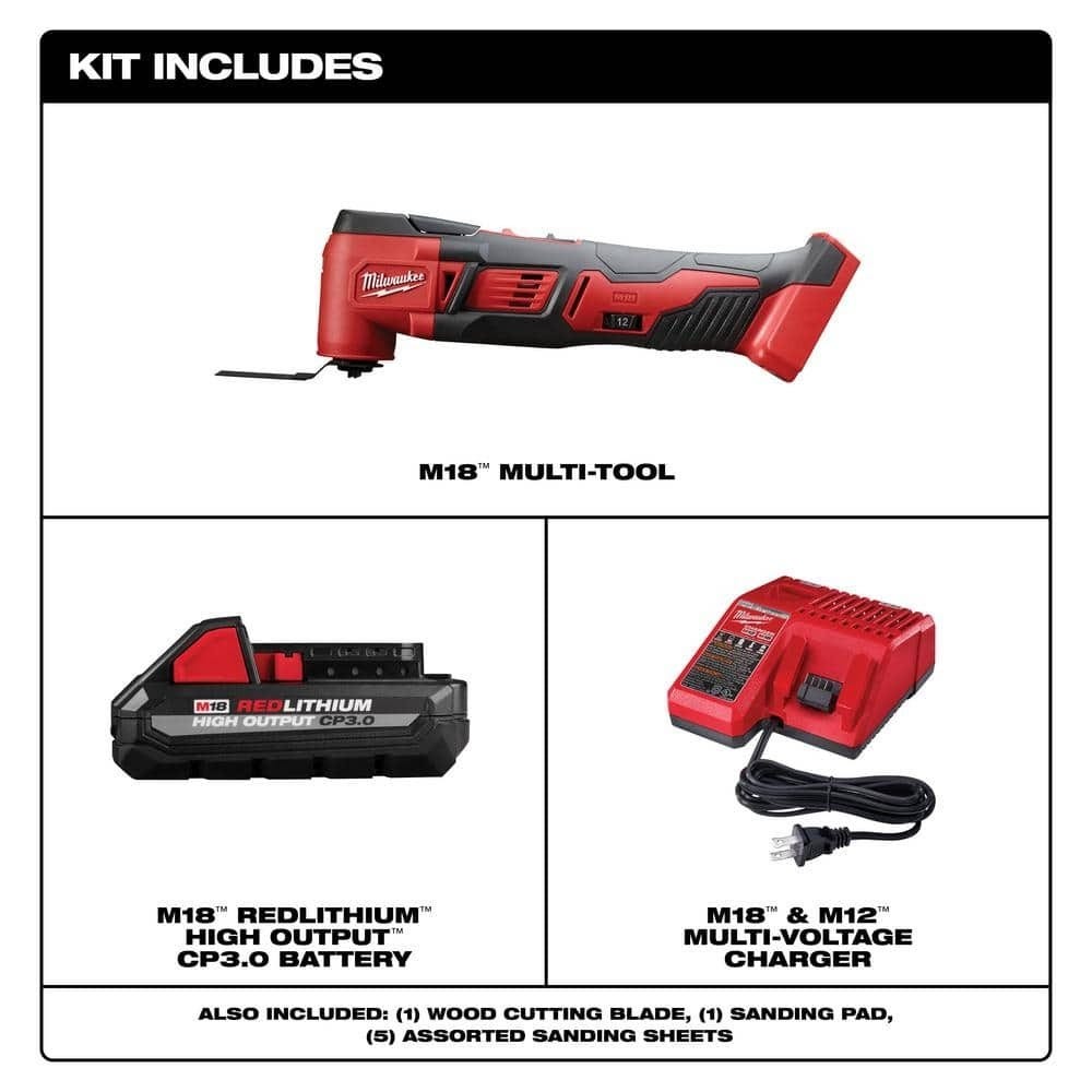 Milwaukee 2626-21HO M18 Multi-Tool Kit w/ Hight Output HO 3.0 Battery and Charger