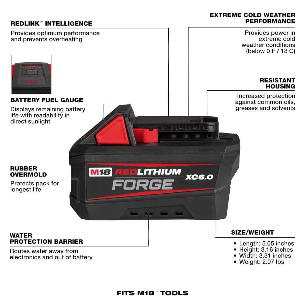 Milwaukee 2821-21F M18 FUEL Brushless Sawzall Reciprocating Saw Kit with FORGE 6.0Ah Battery