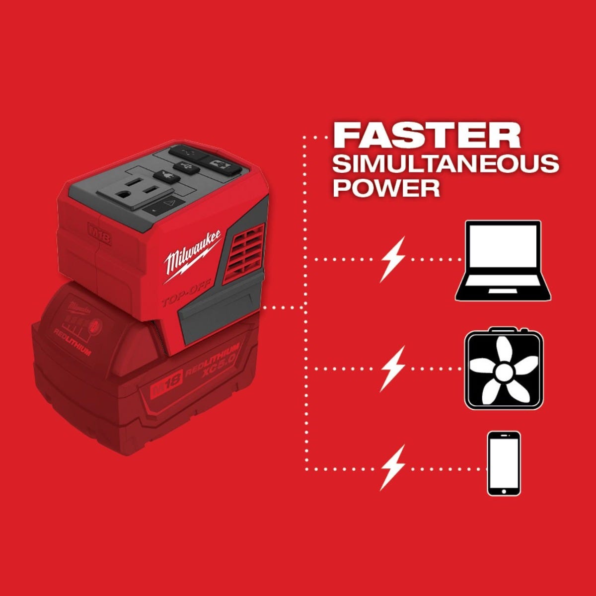 Milwaukee 2846-20 M18 Top Off 175W Power Supply
