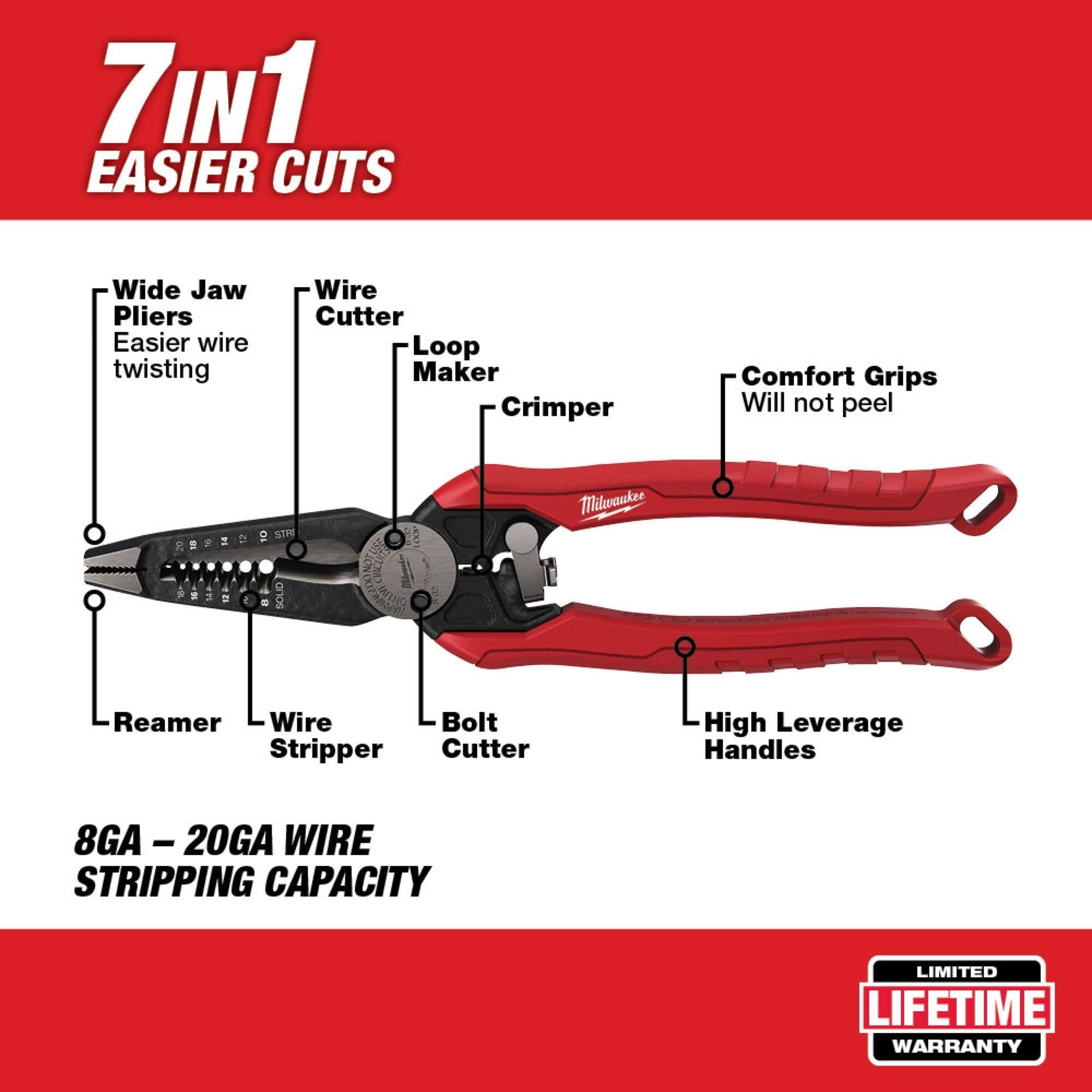 Milwaukee 48-22-3078 7IN1 High-Leverage Combination Pliers – Tool Nut