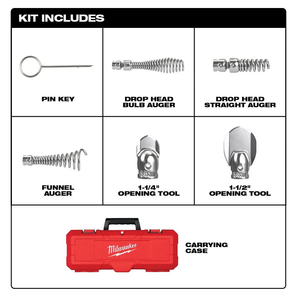 Milwaukee 48-53-3820 1-1/4-Inch - 2-Inch Head Attachment Kit For 5/8-Inch Sectional Cable