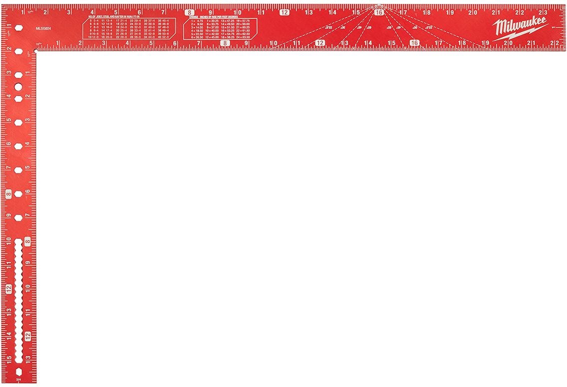 Milwaukee MLSQ024 Imperial 16" x 24" Aluminum Framing Square