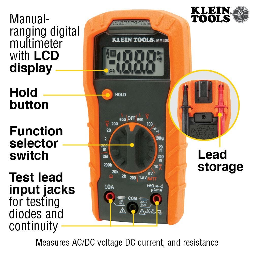 Klein 69149P Multimeter Test Kit, Digital Multimeter, Non-Contact Volt Tester, Receptacle Tester