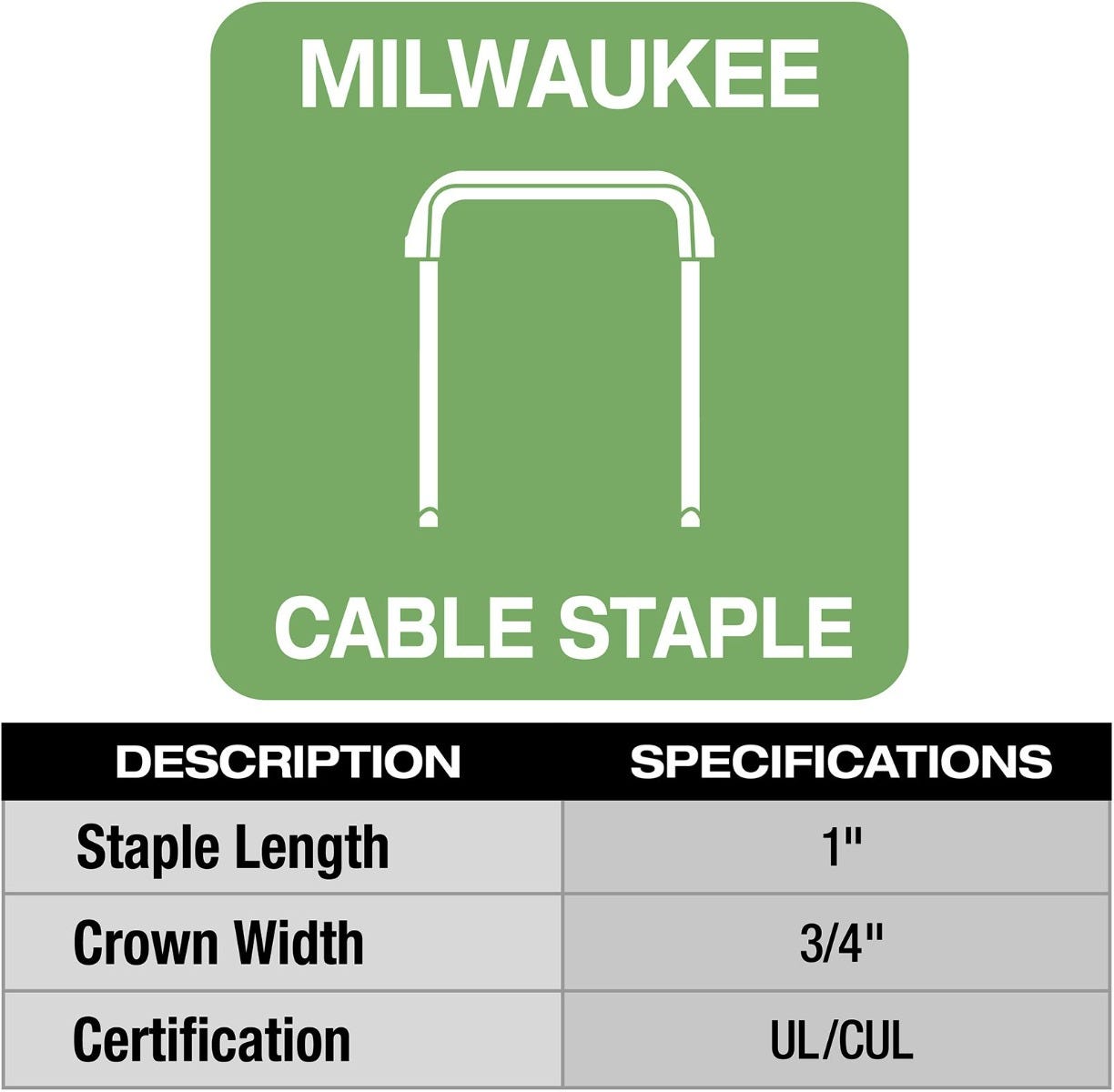 Milwaukee MNM1-600 1" Insulated Cable Staples