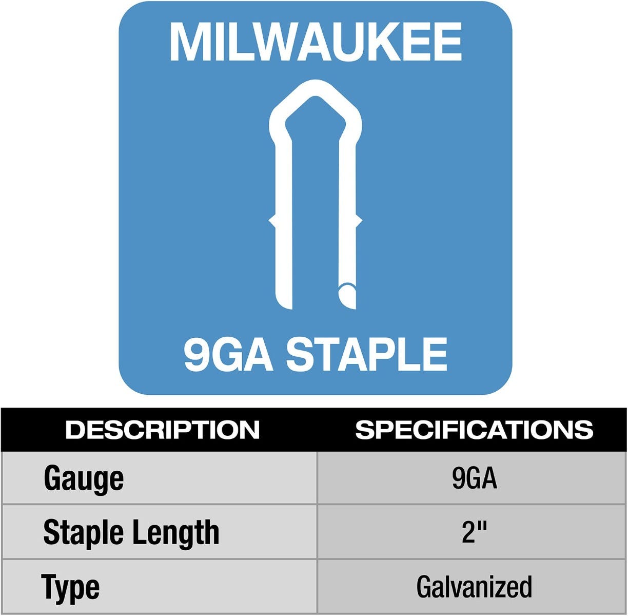 Milwaukee MPU2-960 2-Inch 9-Gauge Galvanized Fencing Staples