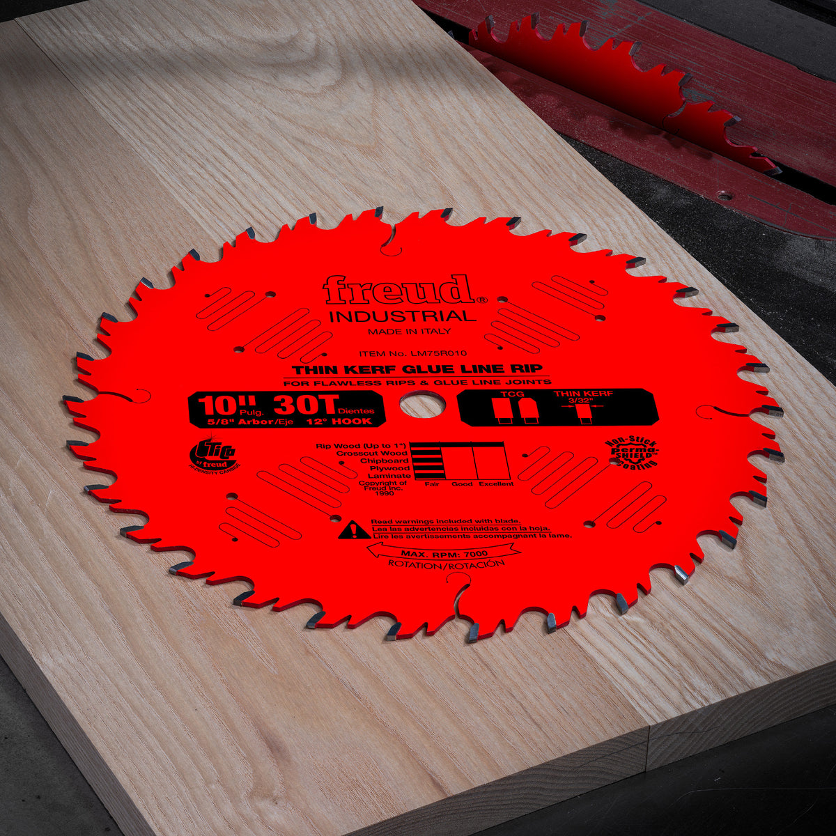 Freud 12 in. x 40-Tooth Industrial Thin Kerf Glue Line Ripping Blade, 1 in. Arbor (LM75R012) in use