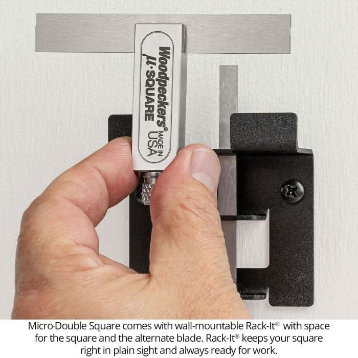 Woodpeckers MJS Micro-Double Square Set w/ 1/2" & 1/4" Blades & Rack-It