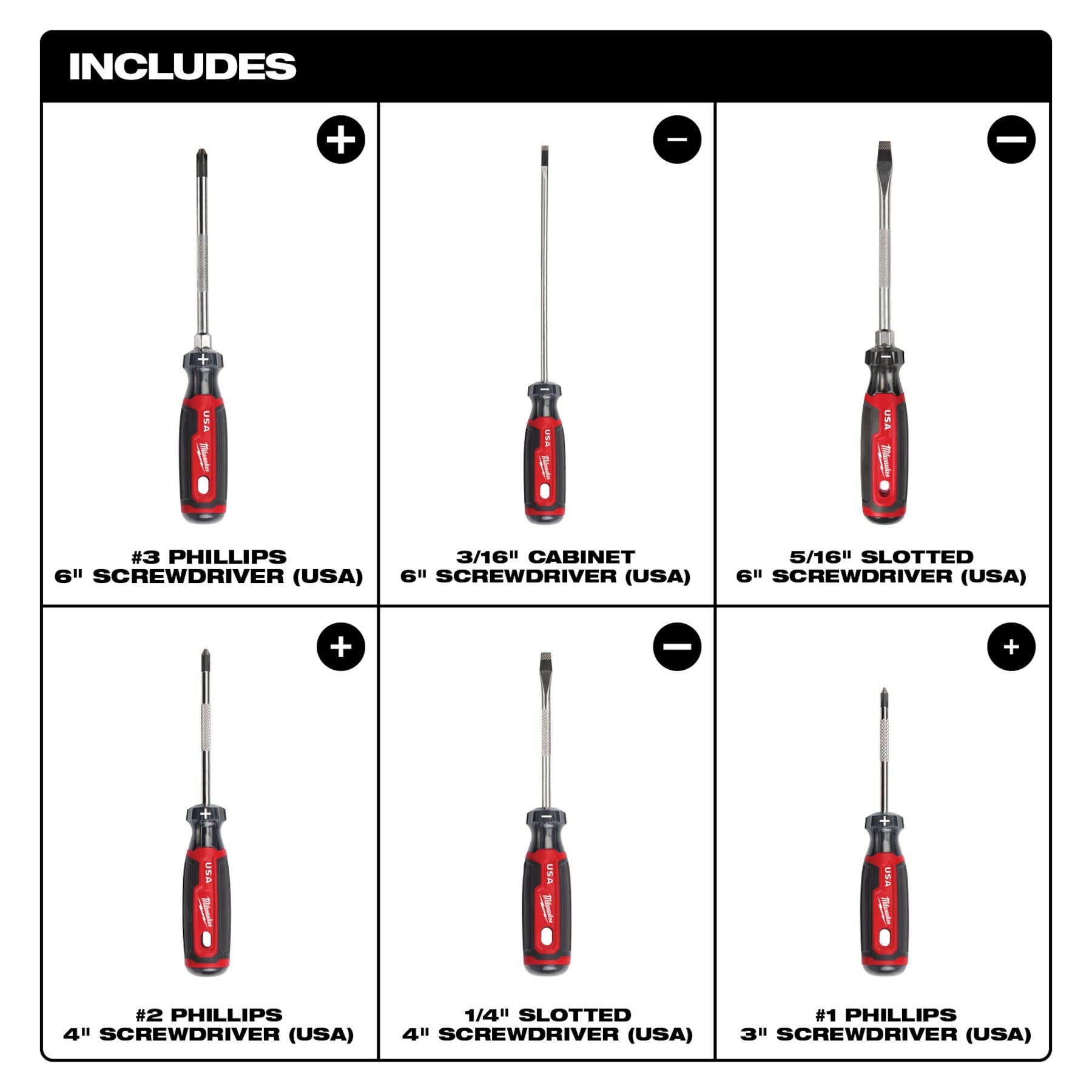Milwaukee MT200-6 6PC Cushion Grip Screwdriver Set (Made in the