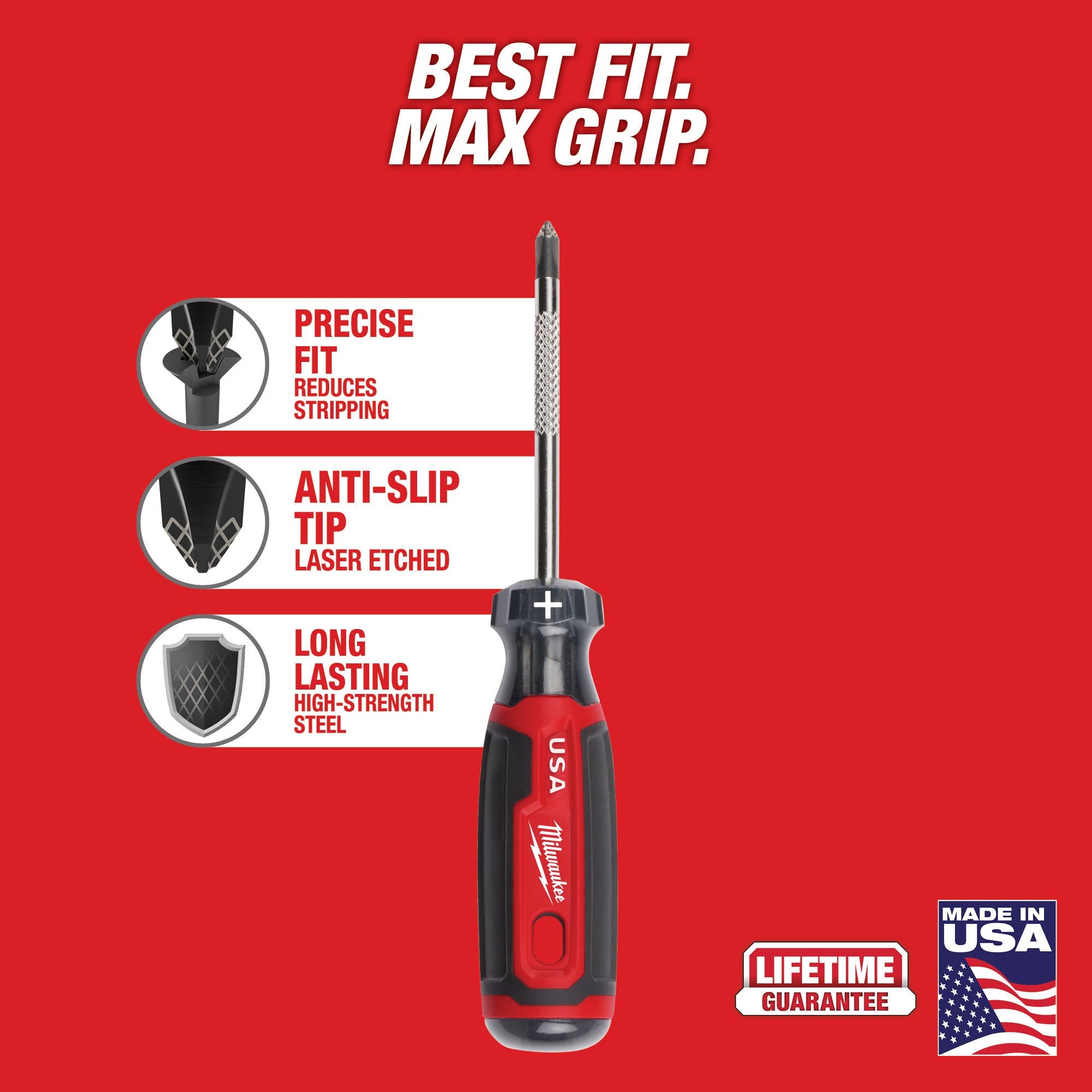 Milwaukee MT201 #1 Phillips 3" Cushion Grip Screwdriver (Made in the USA)