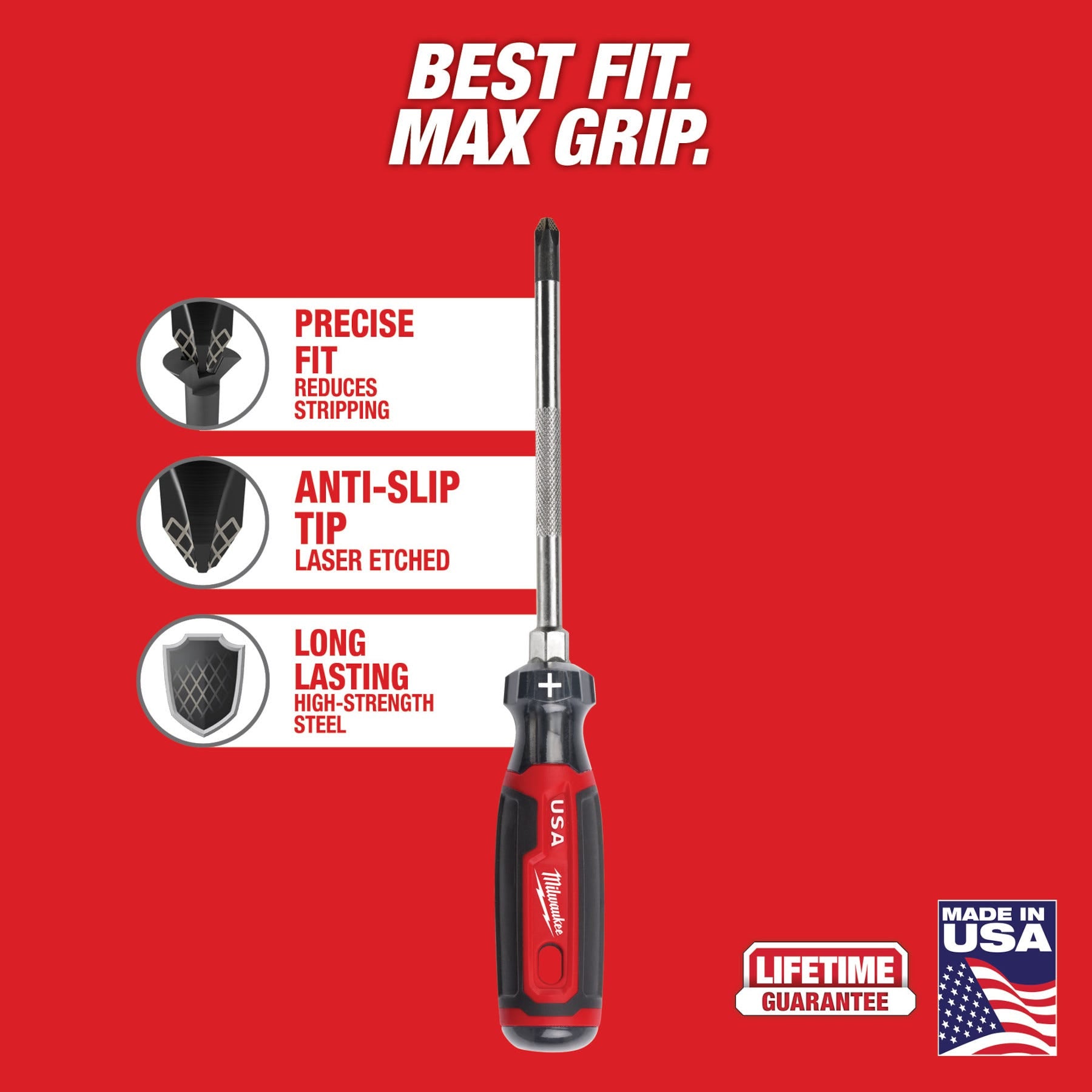 Milwaukee MT203 #3 Phillips 6" Cushion Grip Screwdriver (Made in the USA)