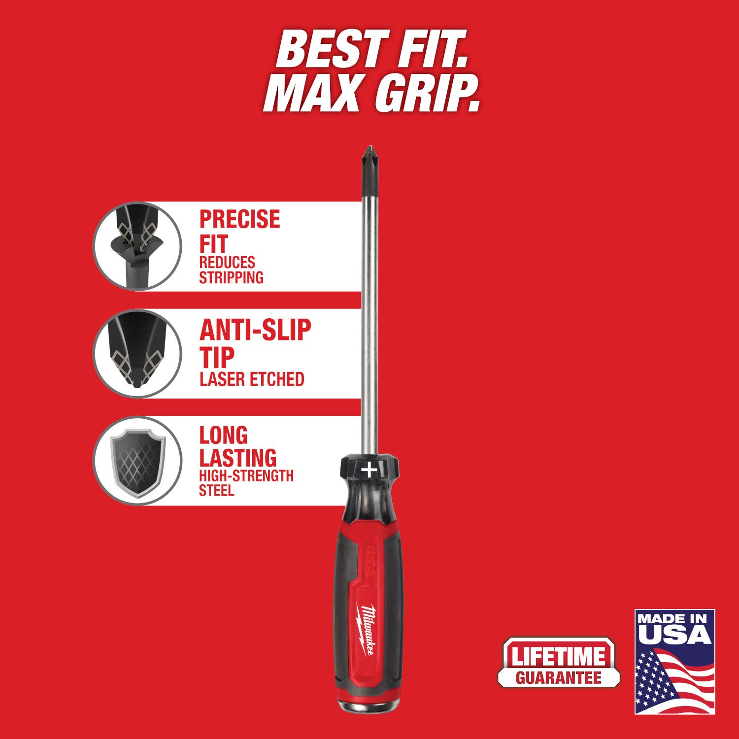 Milwaukee MT205 #2 Phillips 6" Cushion Grip Demolition Screwdriver (USA)