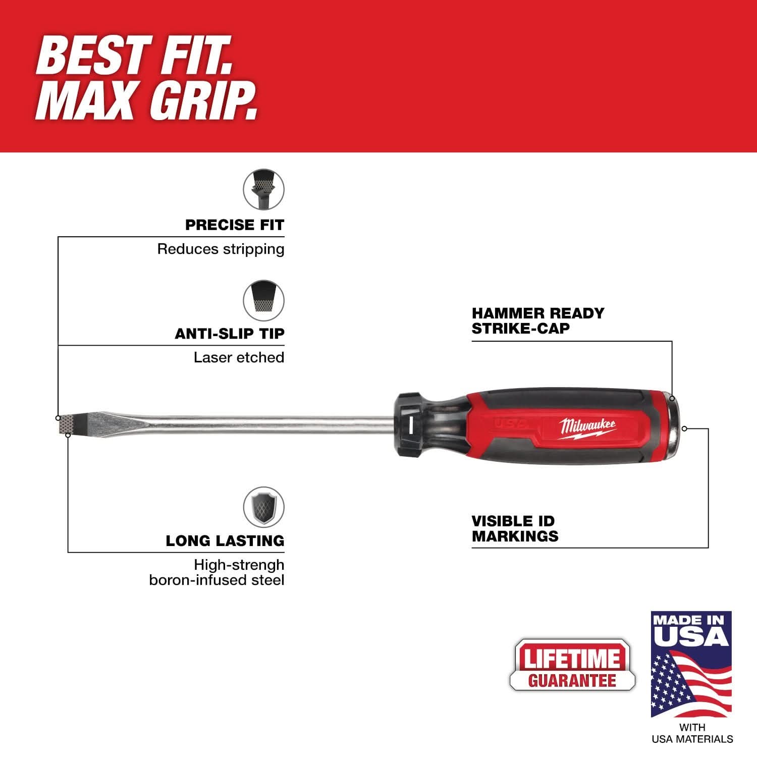 Milwaukee MT208 5/16" Slotted 6" Cushion Grip Demolition Screwdriver (USA)