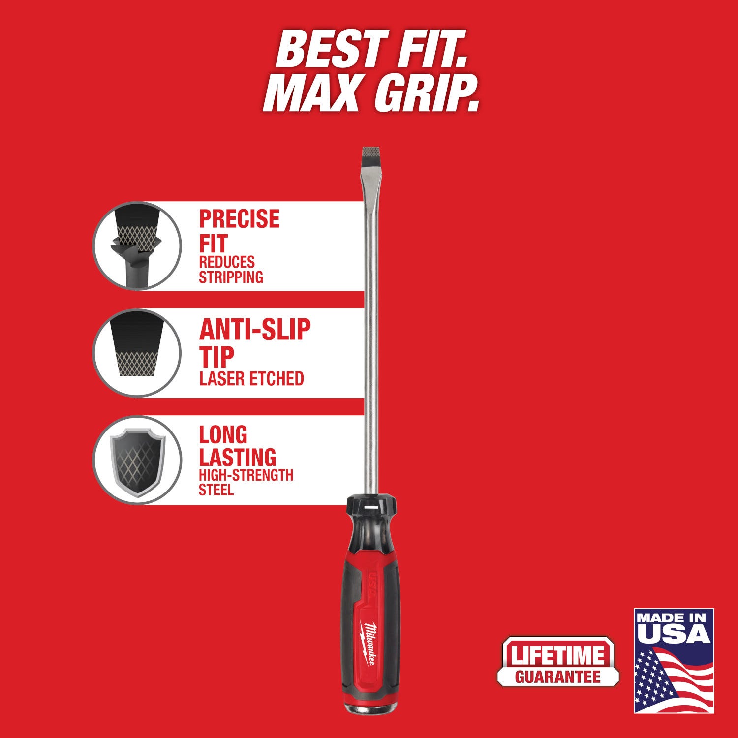 Milwaukee MT210 3/8" Slotted 8" Cushion Grip Demolition Screwdriver (USA)