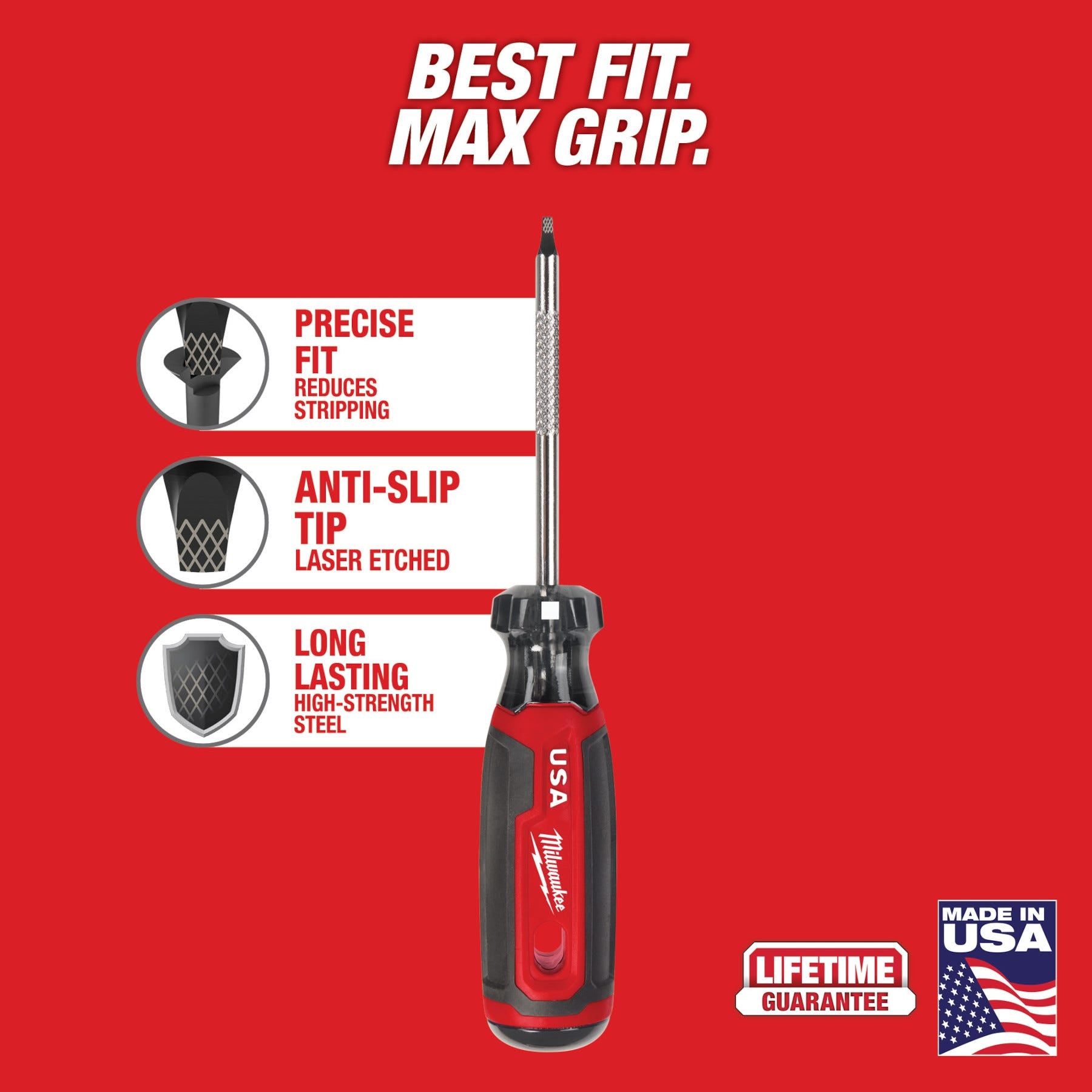 Milwaukee MT217 #1 Square 3" Cushion Grip Screwdriver (Made in the USA)