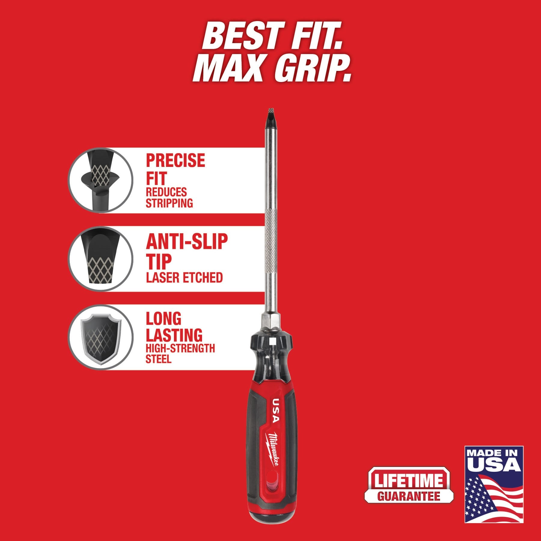 Milwaukee MT219 #3 Square 6" Cushion Grip Screwdriver (Made in the USA)