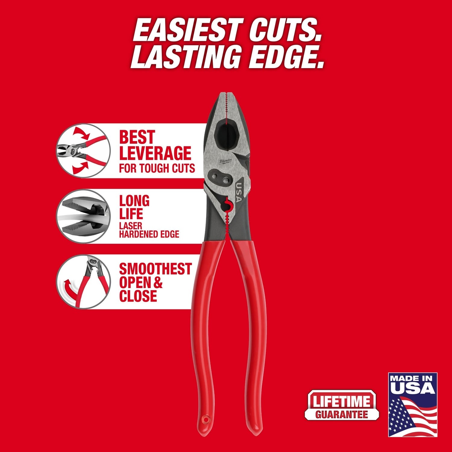 Milwaukee MT500C 9" Lineman's Dipped Grip Pliers w/ Crimper & Bolt Cutter (Made in the USA)