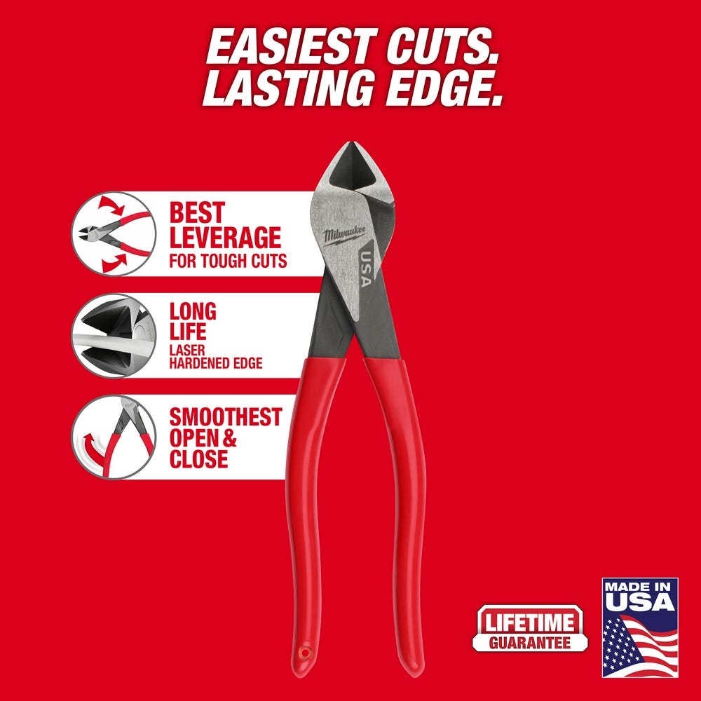 Milwaukee MT508 8" Diagonal Dipped Grip Cutting Pliers (Made in the USA)