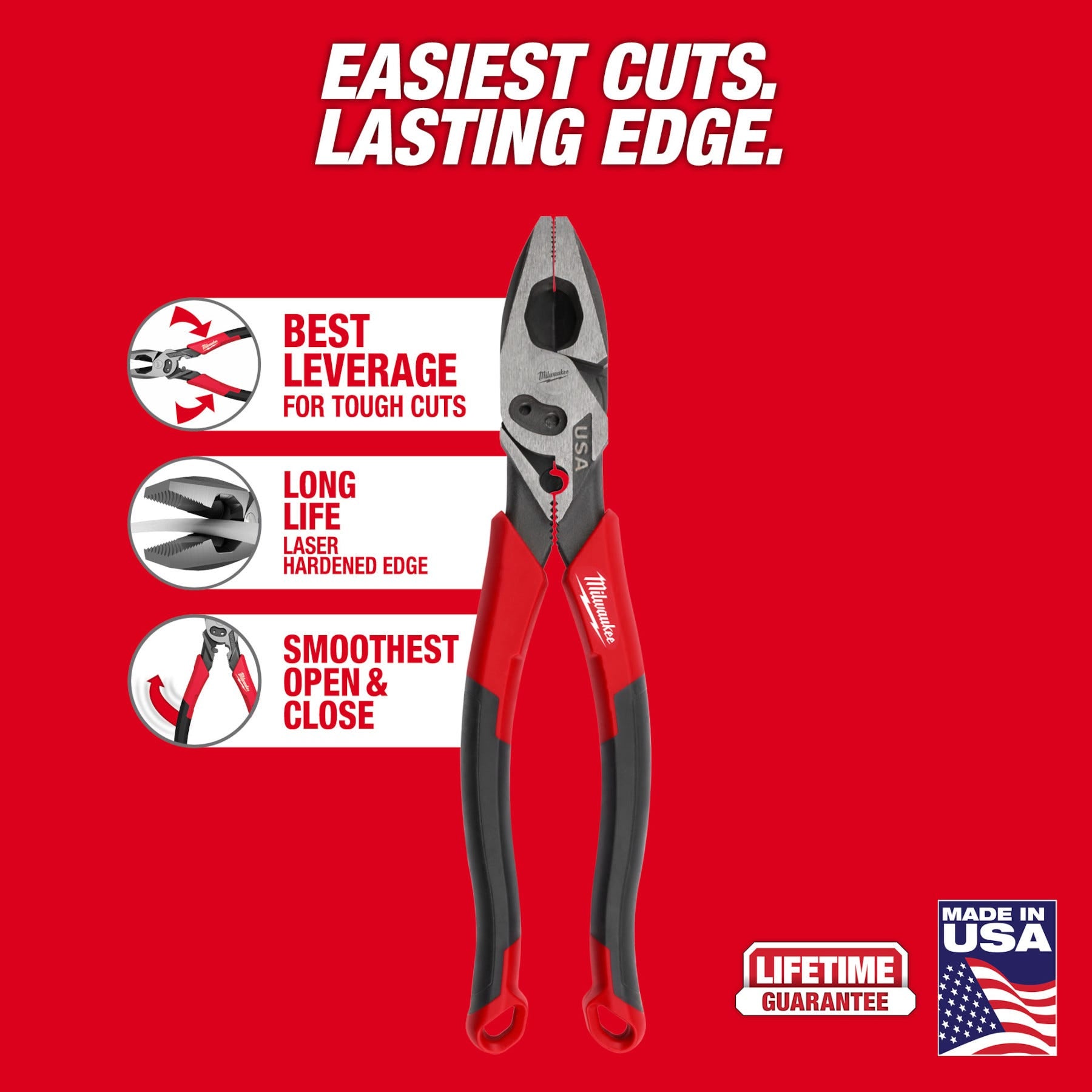 Milwaukee MT550 9" Lineman's Comfort Grip Pliers (Made in the USA)