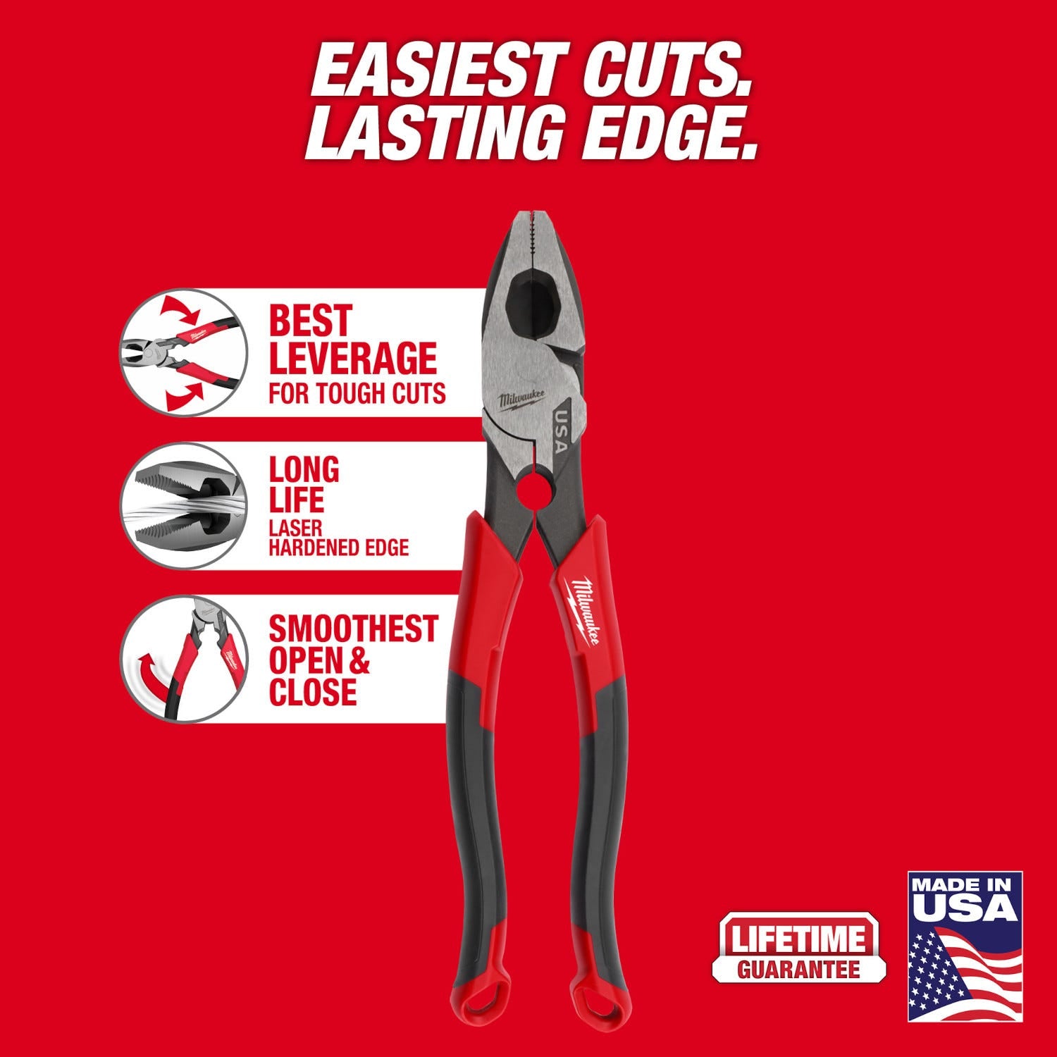 Milwaukee MT550 9" Lineman's Comfort Grip Pliers (Made in the USA)