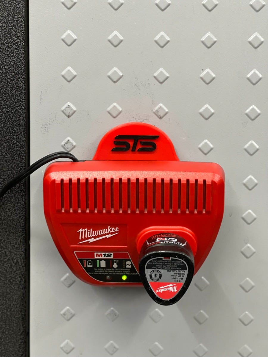 STS Auto Design MW12 Milwaukee Style 12V Magnetic Battery Charger Holder