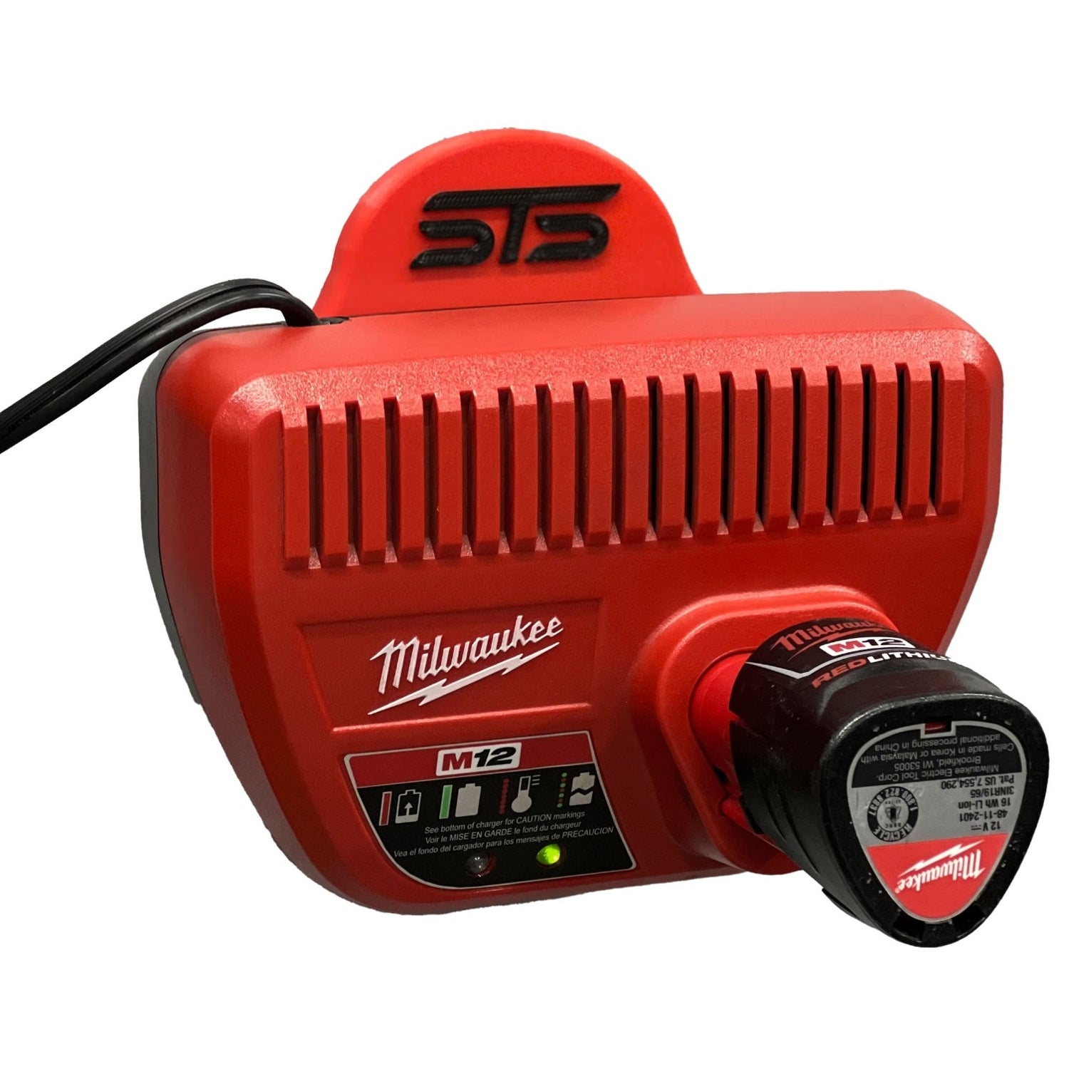 STS Auto Design MW12 Milwaukee Style 12V Magnetic Battery Charger Holder