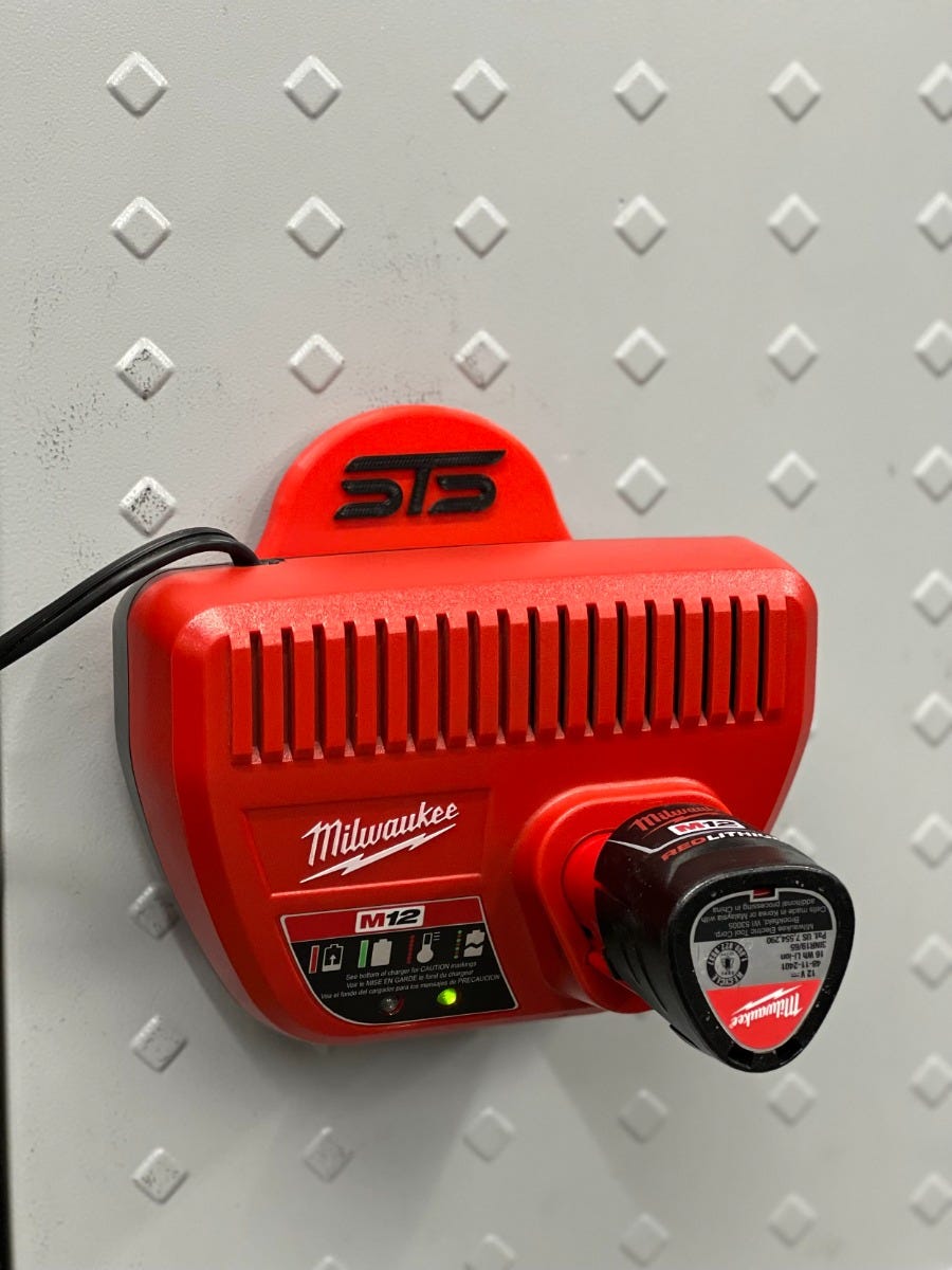 STS Auto Design MW12 Milwaukee Style 12V Magnetic Battery Charger Holder