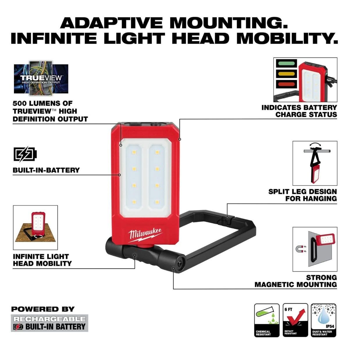 Milwaukee 2013R USB Rechargeable Low-Profile Magnetic 500-Lumen