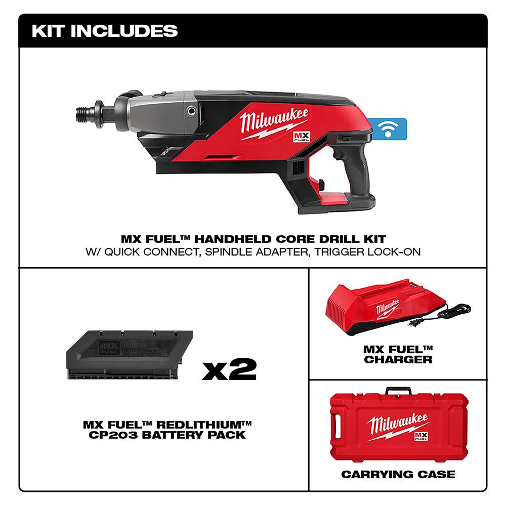 Milwaukee MXF301-2CP MX FUEL Cordless ONE-KEY Handheld Diamond Core Drill Kit