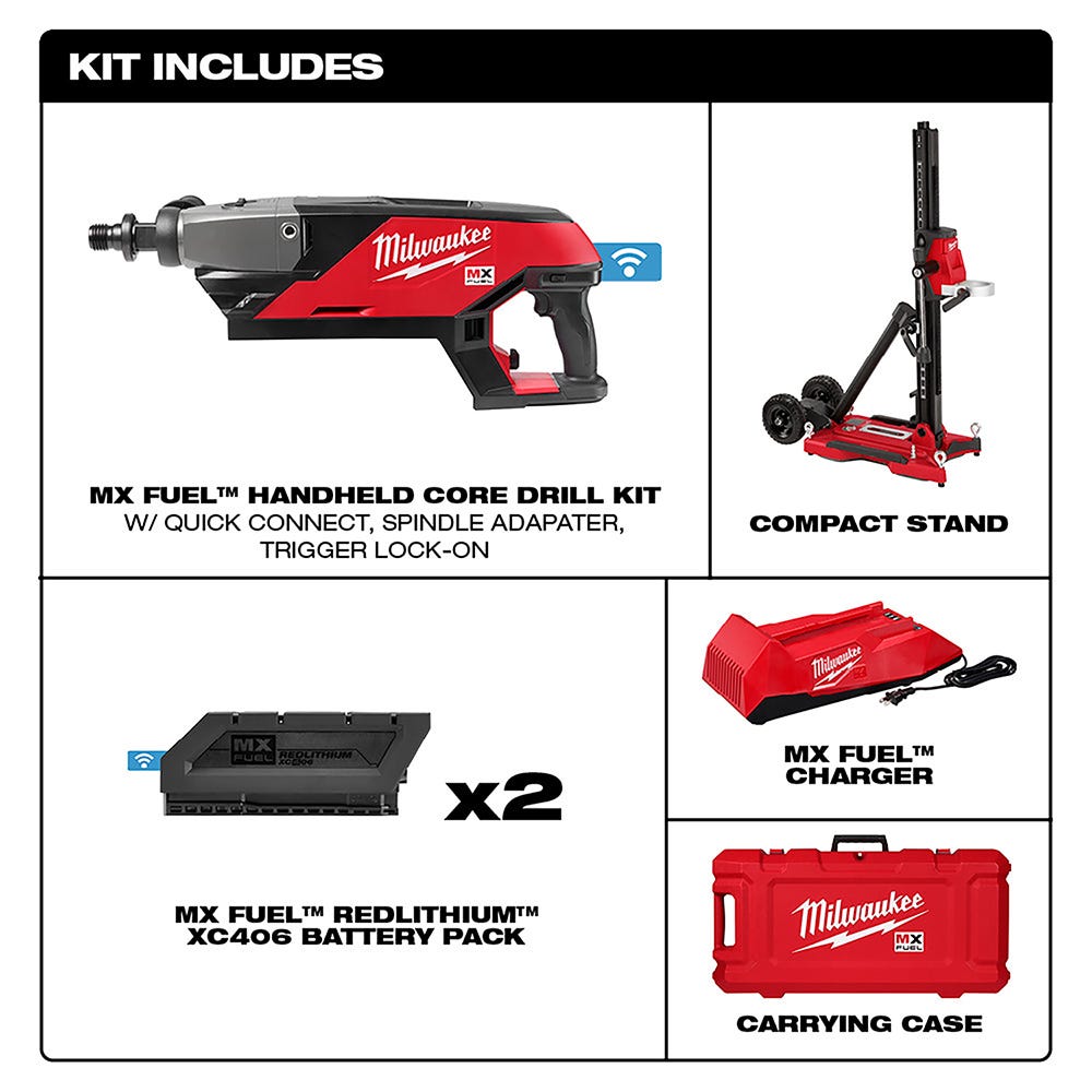 Milwaukee MXF301-2CXS MX FUEL Cordless ONE-KEY Handheld Diamond Core Drill Kit w/ Stand