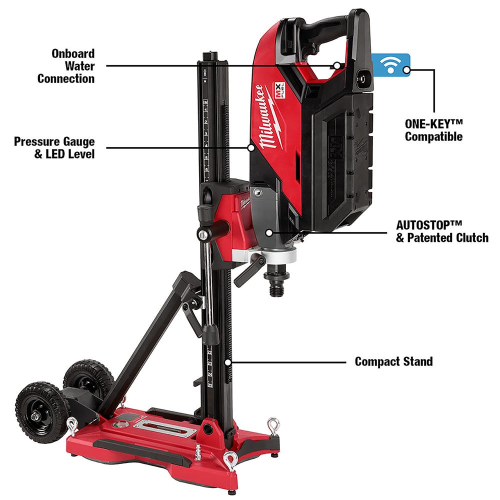 Milwaukee MXF301-2CXS MX FUEL Cordless ONE-KEY Handheld Diamond Core Drill Kit w/ Stand