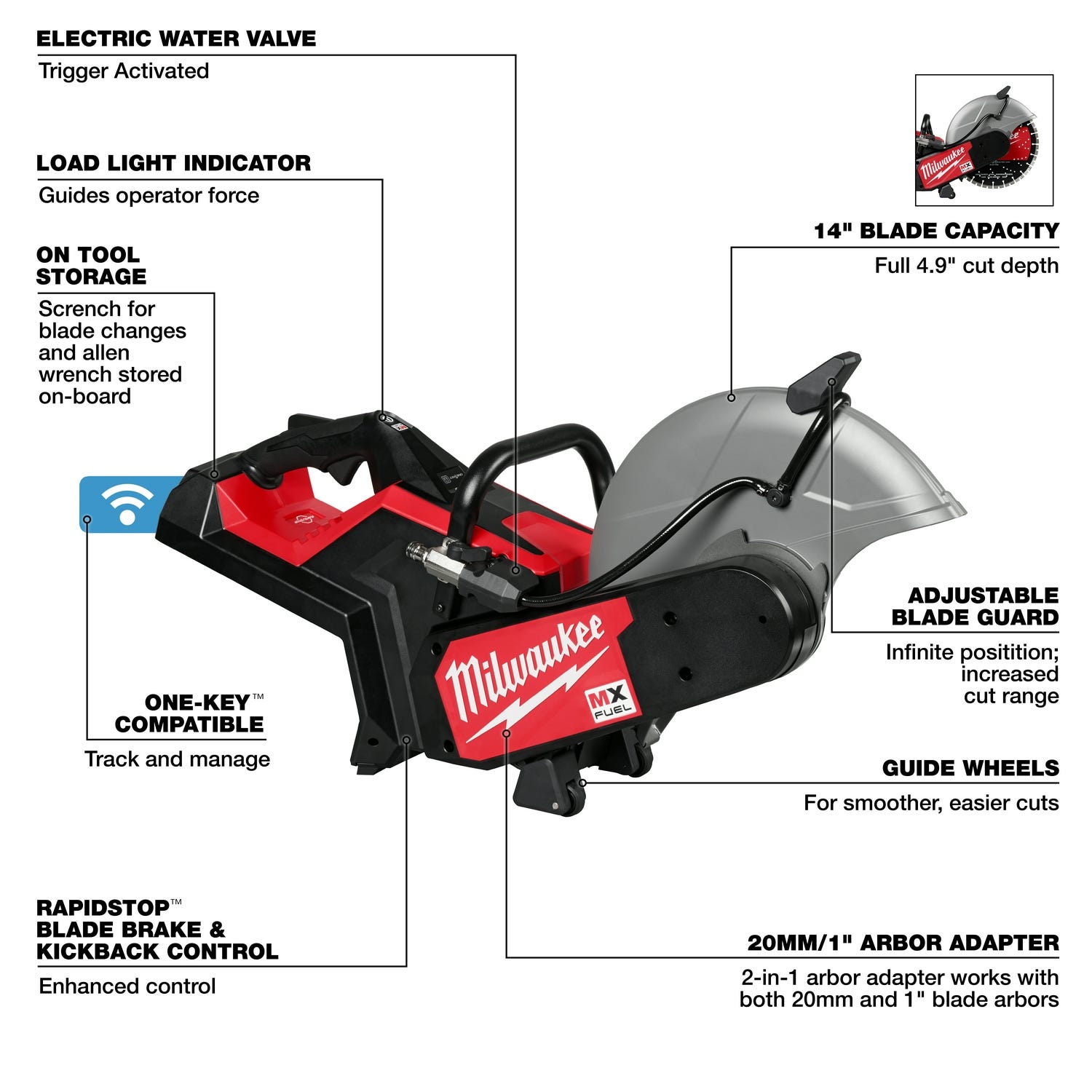 Milwaukee MXF315-0 MX FUEL 14" Cut-Off Saw w/ RAPIDSTOP Brake (Tool Only)