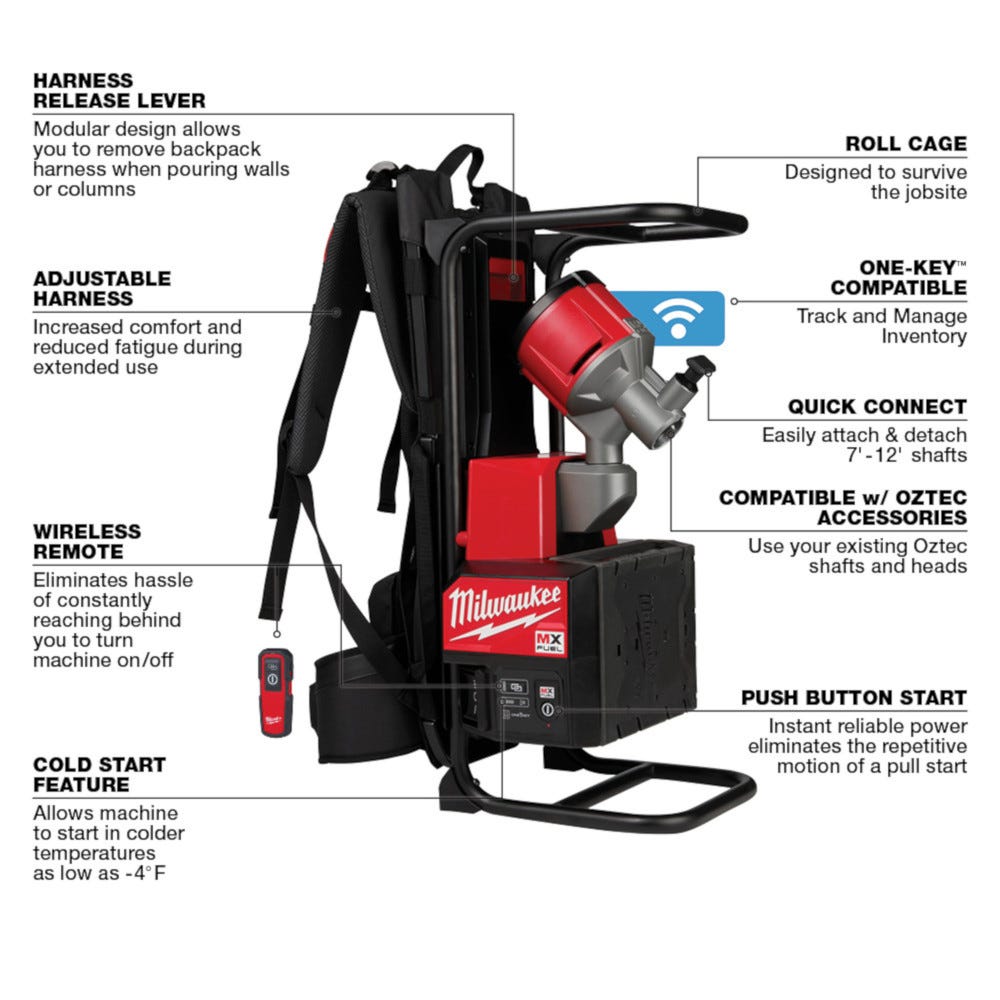 Milwaukee MXF371-2XC MX FUEL Backpack Concrete Vibrator Kit