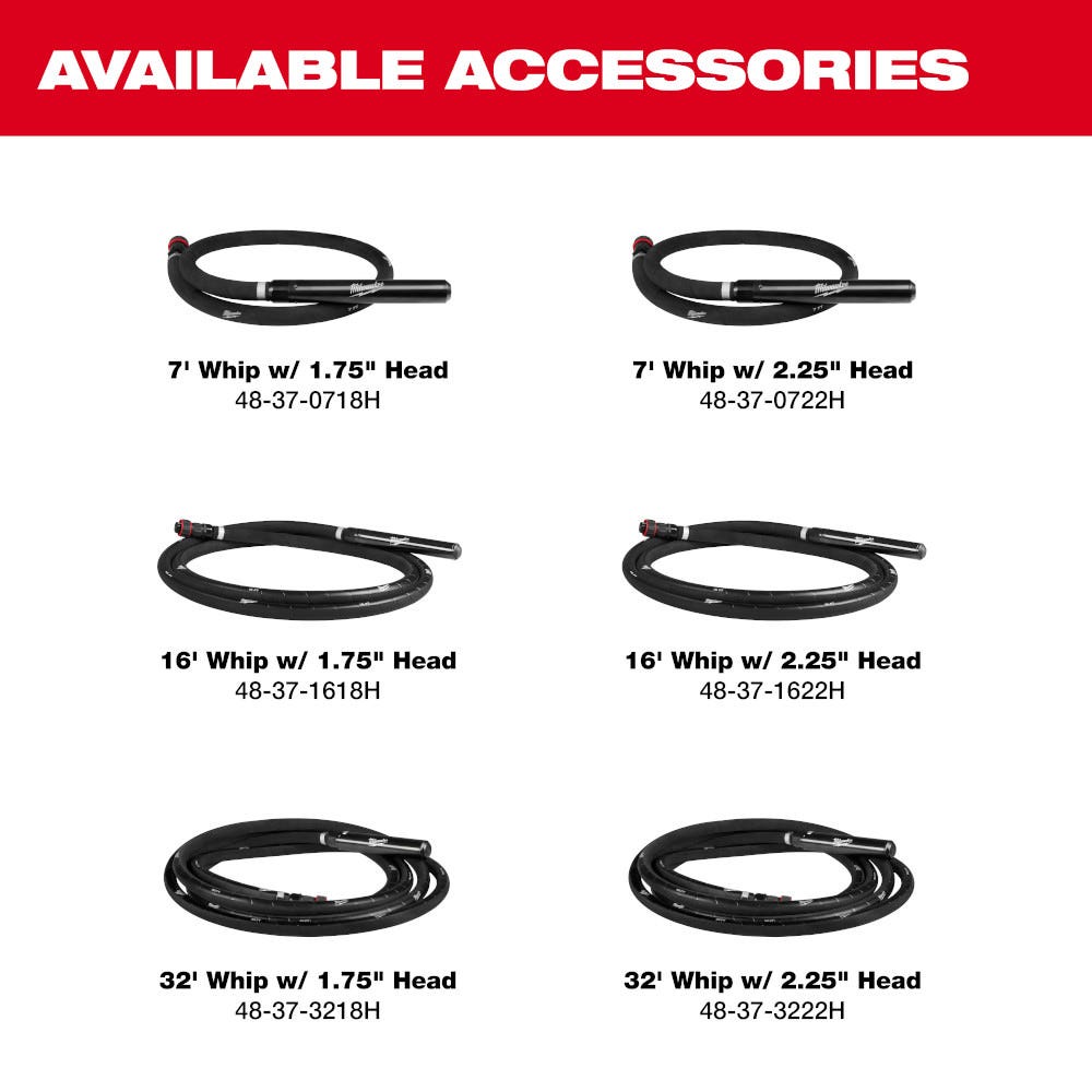 Milwaukee MXF372-2XCB MX FUEL Backpack High Cycle Concrete Vibrator Kit w/ 7' Whip / 1.75" Head