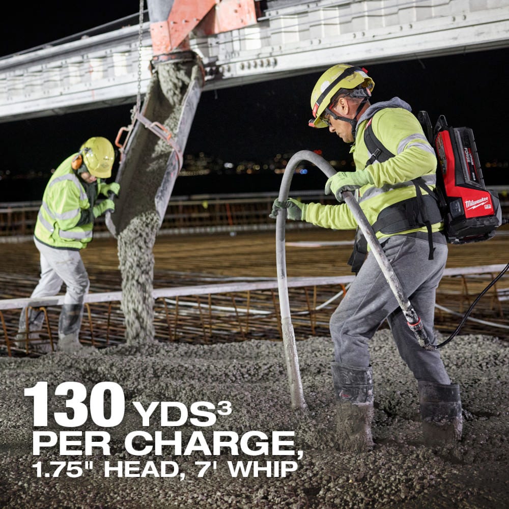 Milwaukee MXF372-2XCB MX FUEL Backpack High Cycle Concrete Vibrator Kit w/ 7' Whip / 1.75" Head