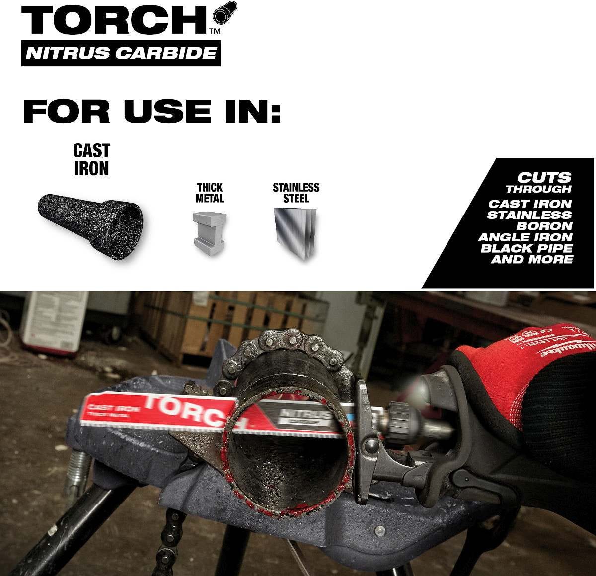 Milwaukee 48-00-5362 TORCH with NITRUS Carbide 9-Inch 7-TPI Recip Saw Blade, 3-Pack (PROMO)