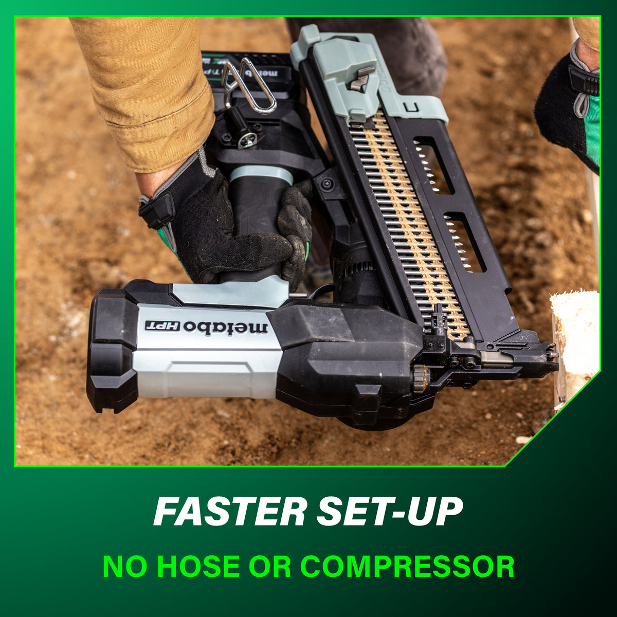 Metabo HPT 18V Cordless Pneumatic 3-in. Duplex Forming Nailer, 10.0Ah Kit (NR1875DDAQRY)