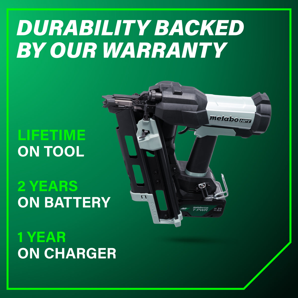 Metabo HPT 18V Cordless Pneumatic 3-in. Duplex Forming Nailer, 10.0Ah Kit (NR1875DDAQRY)