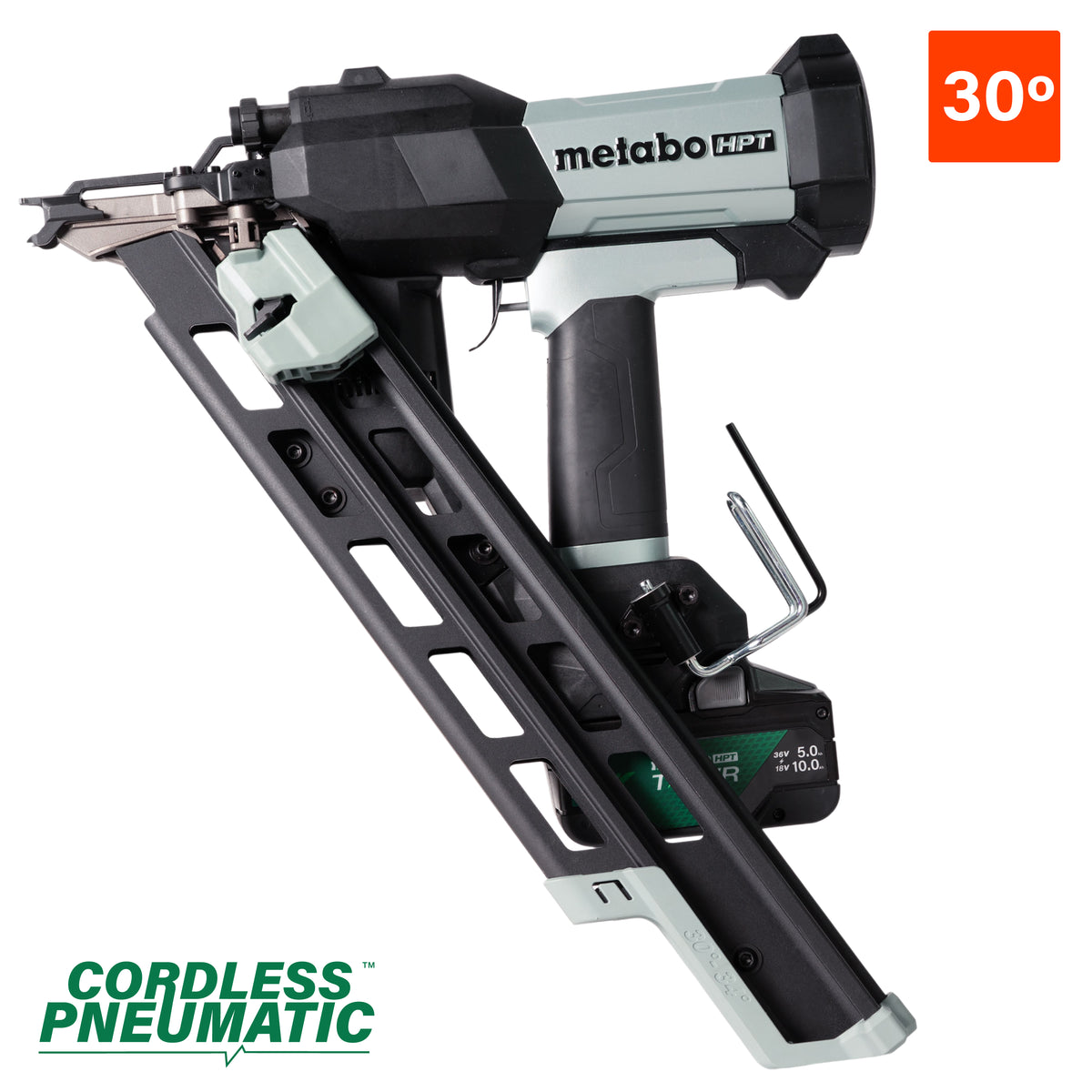 Metabo HPT 18V Cordless Pneumatic 30-Degree 3-1/2-in. Framing Nailer, 10.0Ah Kit (NR1890DCBQRY)