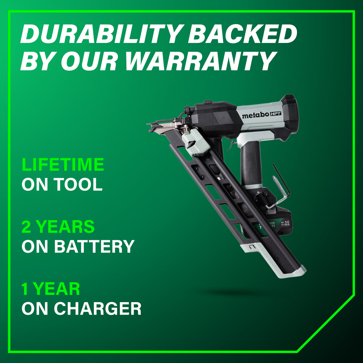 Metabo HPT 18V Cordless Pneumatic 30-Degree 3-1/2-in. Framing Nailer, 10.0Ah Kit (NR1890DCBQRY)
