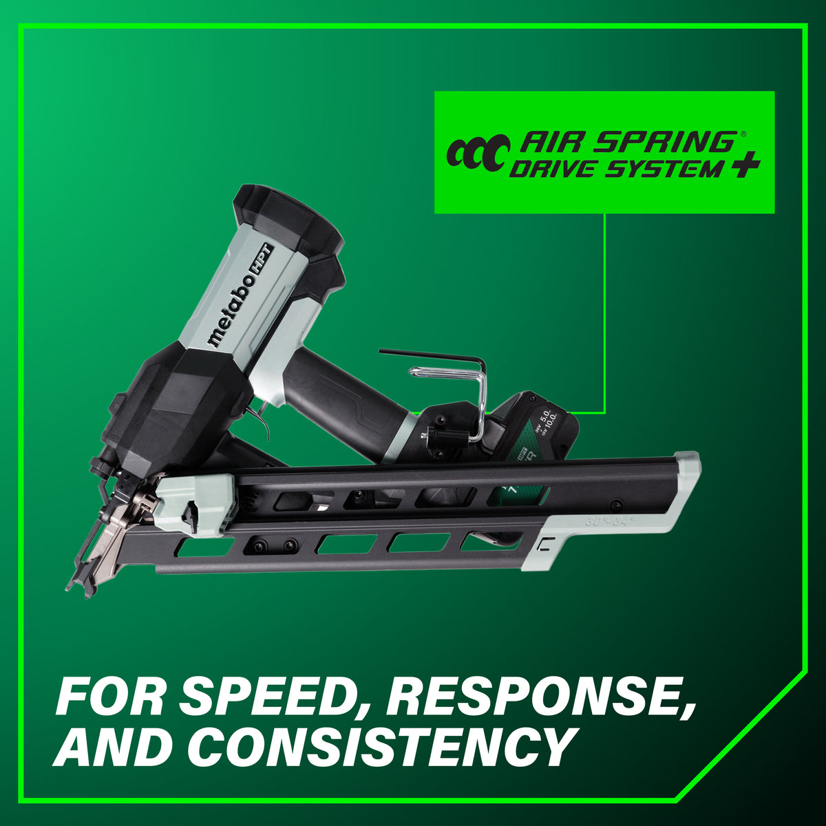 Metabo HPT 18V Cordless Pneumatic 30-Degree 3-1/2-in. Framing Nailer, 10.0Ah Kit (NR1890DCBQRY)