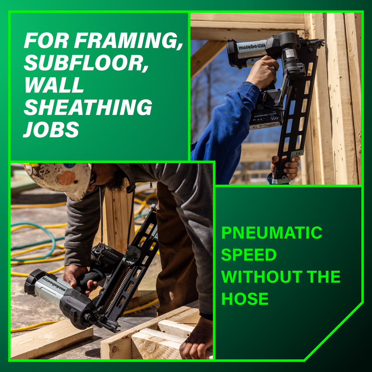 Metabo HPT 18V Cordless Pneumatic 21-Degree 3-1/2-in. Framing Nailer, 10.0Ah Kit (NR1890DRBQRY)