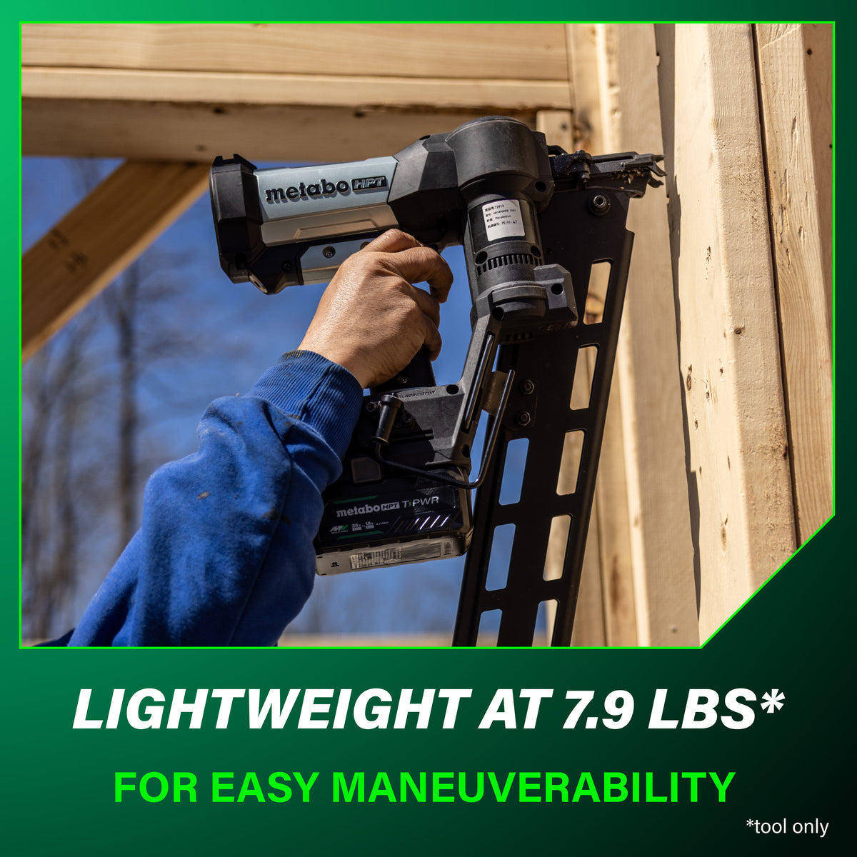 Metabo HPT 18V Cordless Pneumatic 21-Degree 3-1/2-in. Framing Nailer, 10.0Ah Kit (NR1890DRBQRY)