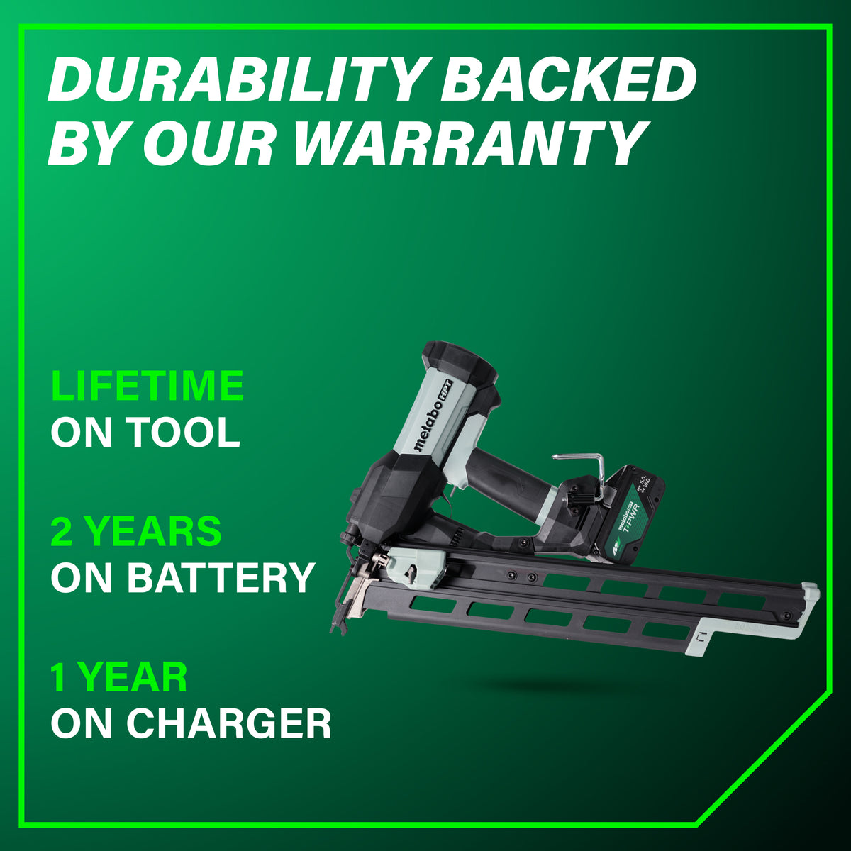 Metabo HPT 18V Cordless Pneumatic 21-Degree 3-1/2-in. Framing Nailer, 10.0Ah Kit (NR1890DRBQRY)
